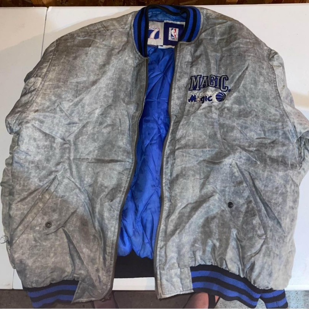 Vintage XL Logo7 90s Orlando Magic Acid Wash Jacket